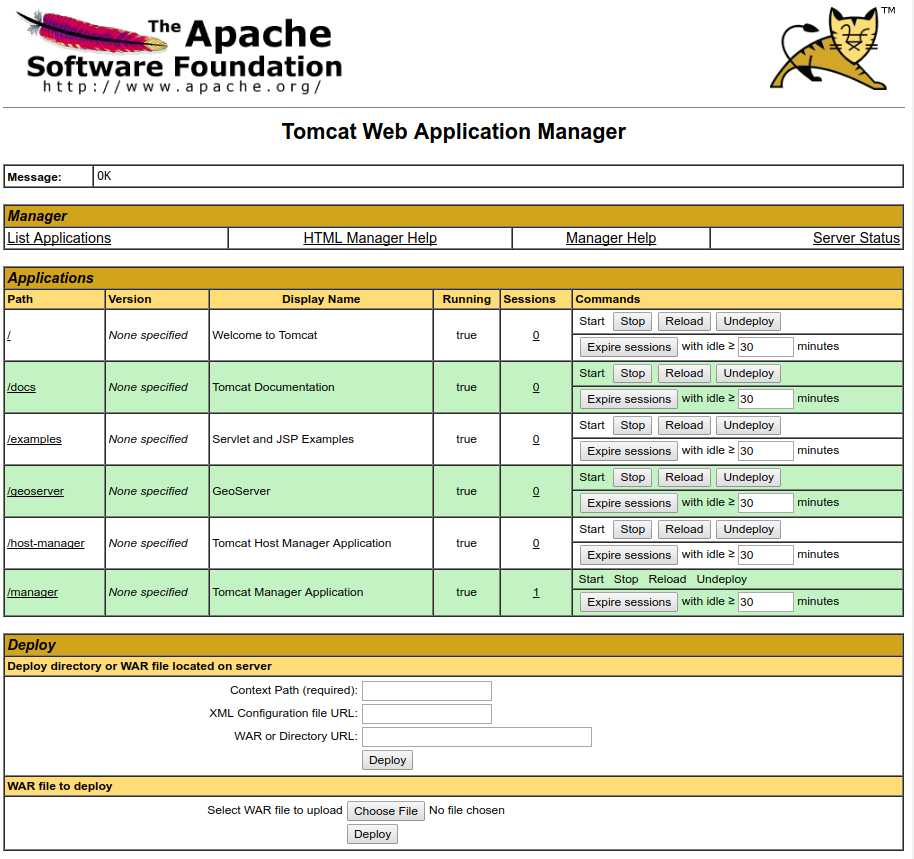 Apache Tomcat Web Application Manager